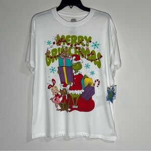 Hybrid Apparel Grinch Merry Grinchmas Short Sleeve Tshirt White/Multi S/M